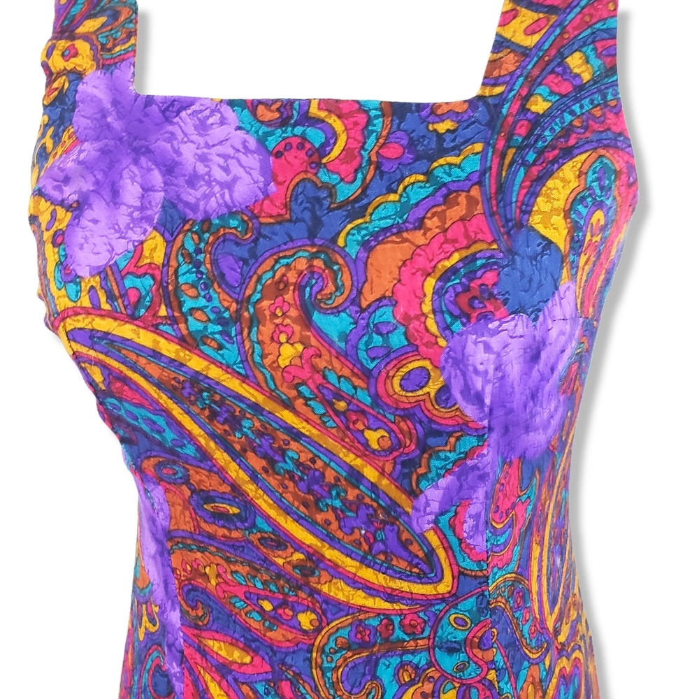 Vintage Multicolored Paisley Print Dress Size 9/10* - Picture 3 of 8